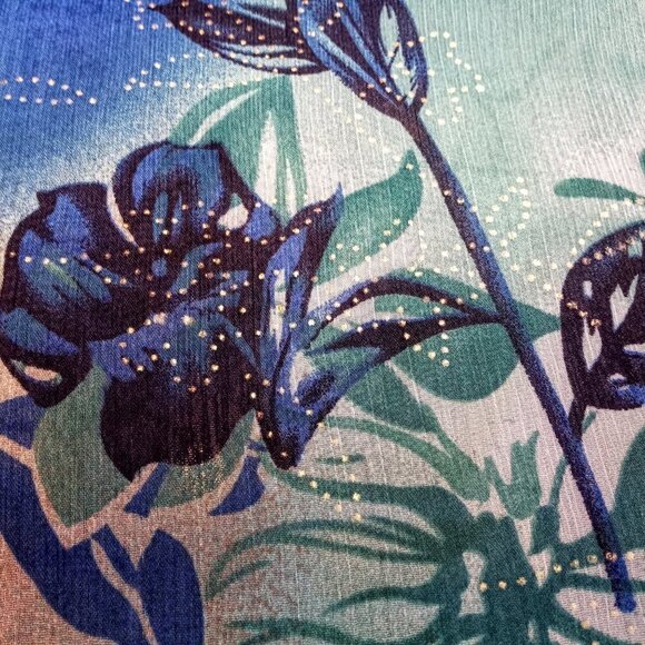 Teal Blue, Tan & Gold Dot Sheer Oblong Scarf - Picture 4 of 4